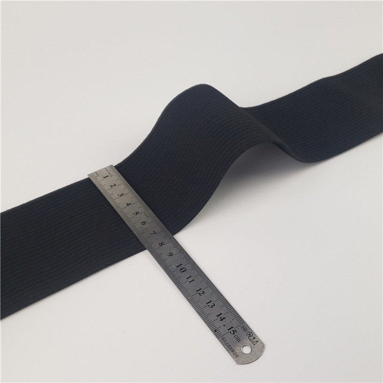 现货供应 加宽针织扁松紧带7.5cm宽 黑色薄款钩编织带弹力橡筋