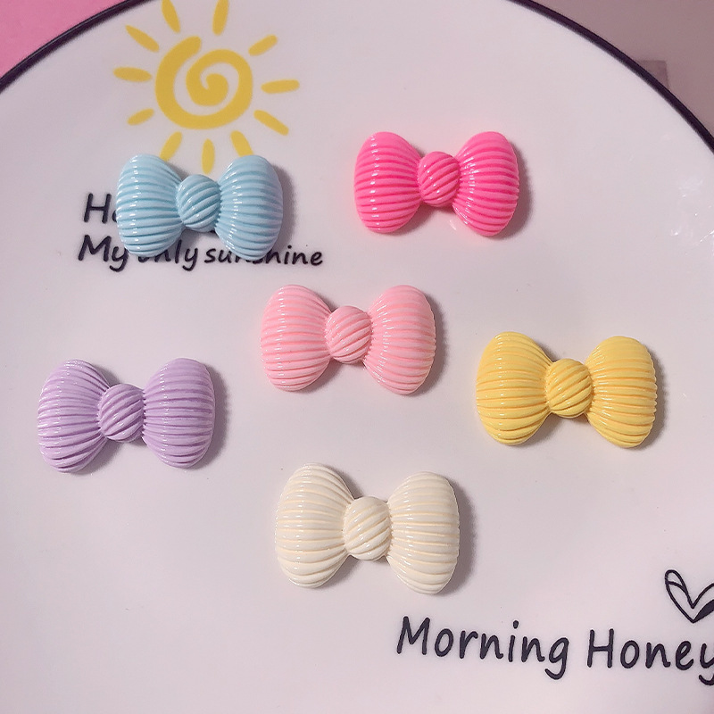 Nuevo macarón rayado arco DIY accesorios de resina crema pegamento para el cabello adornos de cabello hebilla de zapatos material de caso de teléfono móvil