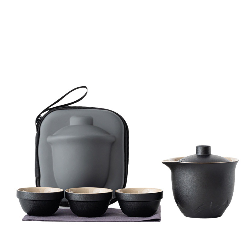 Business Gift Travel Tea Set Express Cup One Pot Three Cups Portable Cover Bowl Small Set Outdoor High-end Kung Fu suit
