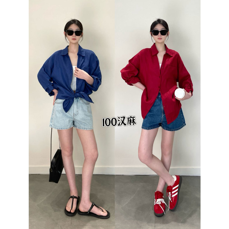 Nanyu 100 Hemp High Count and High Density Ready-To-Wear Washed Large Version Loose Full Hemp Shirt Sun Protection Shirt for Women Summer Nanyu 100 Hemp High Count and High Density Ready-To-Wear Washed Large Version Loose Full Hemp Shirt Sun Protection Shirt for Women Summer