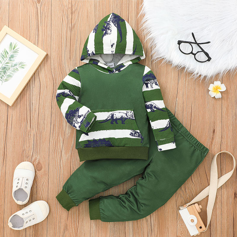 Children's Dinosaur Cartoon Sweater Trousers Two-piece Children's Clothing Wholesale display picture 1