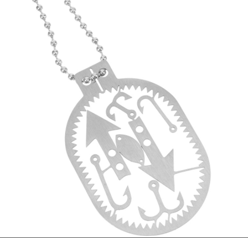 Nueva tarjeta de gancho de pescado de acero inoxidable EDC de punto, modelo de gancho de pescado multifuncional, gancho de grabado, herramienta de supervivencia al aire libre