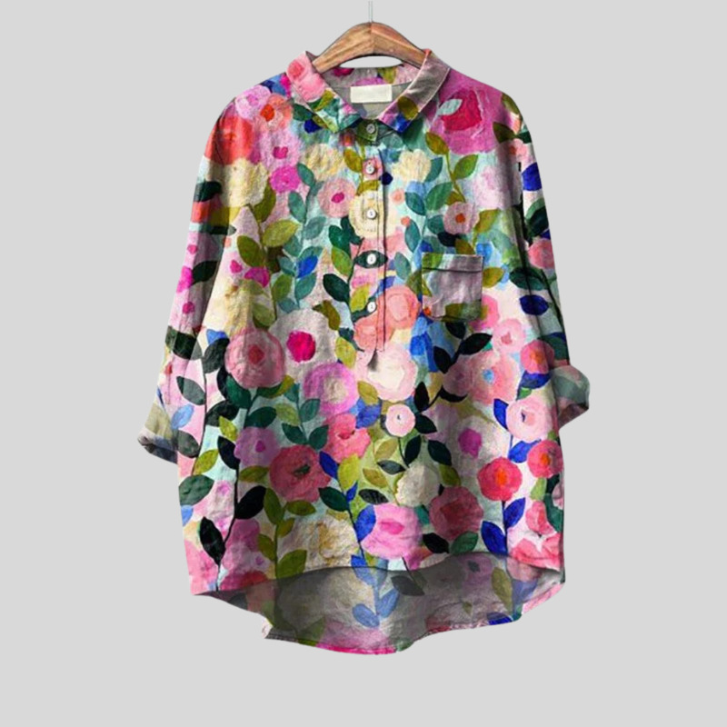 Cross-Border European and American 26 Summer New Long-Sleeved Shirt with Seven or Five Buttons, Hawaiian Style Women's Shirt Cross-Border European and American 26 Summer New Long-Sleeved Shirt with Seven or Five Buttons, Hawaiian Style Women's Shirt