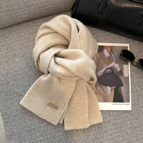 Time-warming word-of-mouth model!  100% pure wool knitted scarf for women couple versatile solid color scarf winter for men