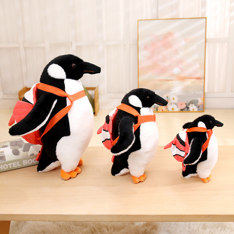 Mochila de simulación transfronteriza muñeca pingüino escape viaje pingüino juguetes de peluche para niños muñecas de tela image 2
