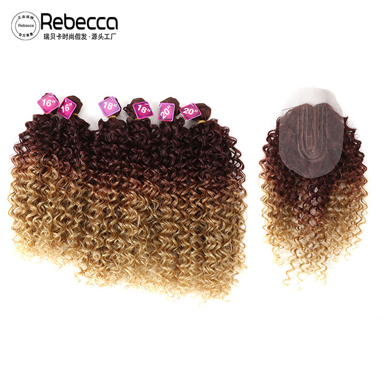 Rebecca wig Cross-border Chemical Fiber Curly Hair Extending 16-20 Inch Hair Bundle Lace Band wig Woven wig