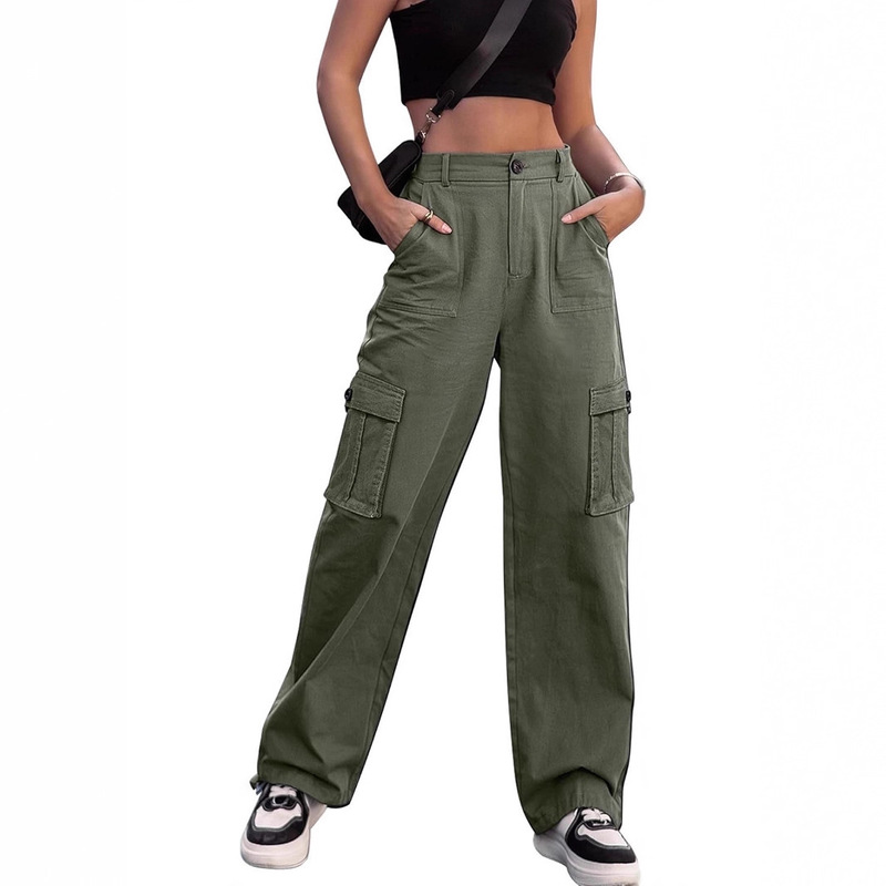 Amazon's Popular Casual Pants for Women with Multiple Pockets, High Waist, Semi-Elastic Waist, Cargo Pants, Cross-Border Straight-Leg Drawstring Long Pants Amazon's Popular Casual Pants for Women with Multiple Pockets, High Waist, Semi-Elastic Waist, Cargo Pants, Cross-Border Straight-Leg Drawstring Long Pants