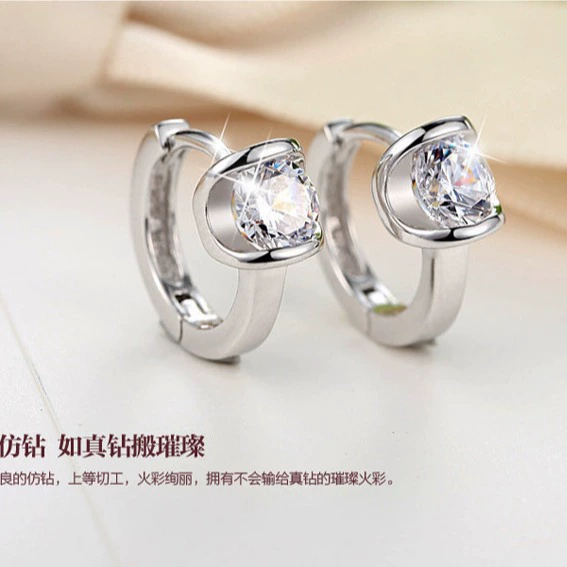 Серьги, модный платиновый цирконий, корейский стиль, оптом