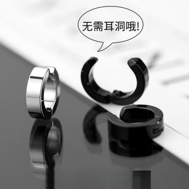 096 no ear hole ear clip simple personality black earrings high-end trend high-end fashion earrings