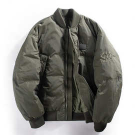 重磅短款显高90白鸭绒羽绒服男保暖工装外套棒球服情侣款飞行夹克