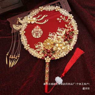 Factory Direct Sales Wedding Dress, Ming-Style Hand-Held Flowers, Wedding Finished Product, Chinese-Style Wedding Fan, Xiuhe Suit, Bride's Veil