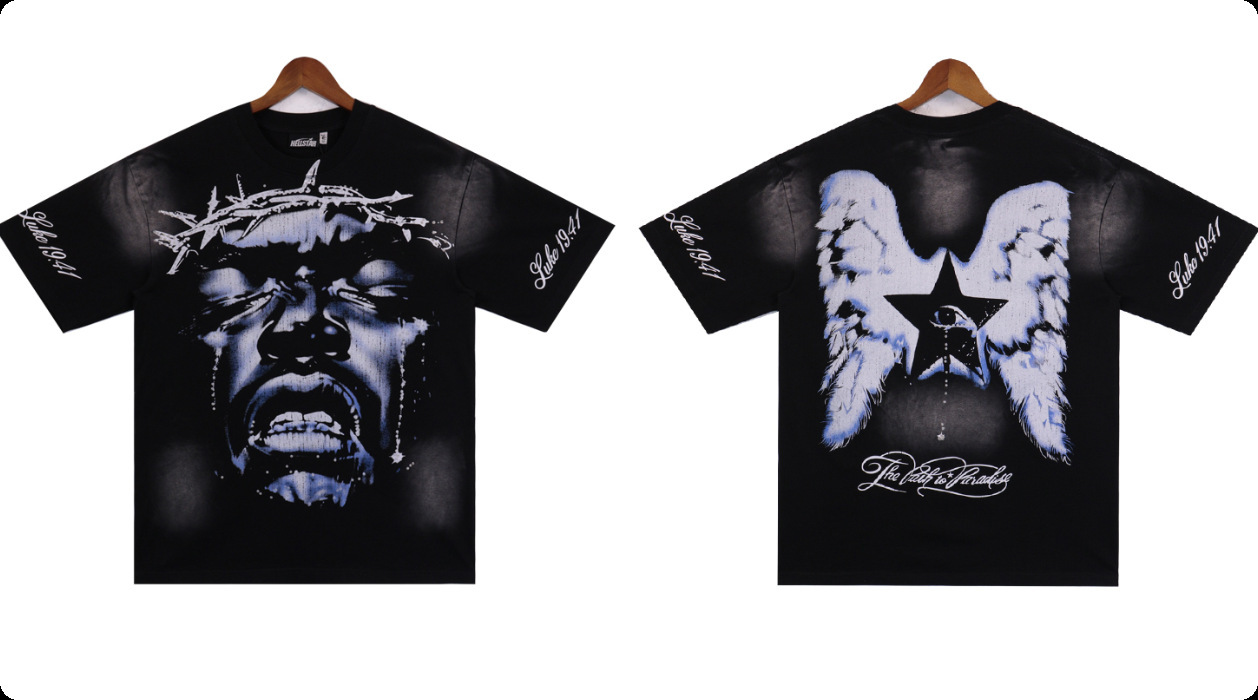 Hellstar T-shirt Path to Paradise Luke 19:41 Washed Black