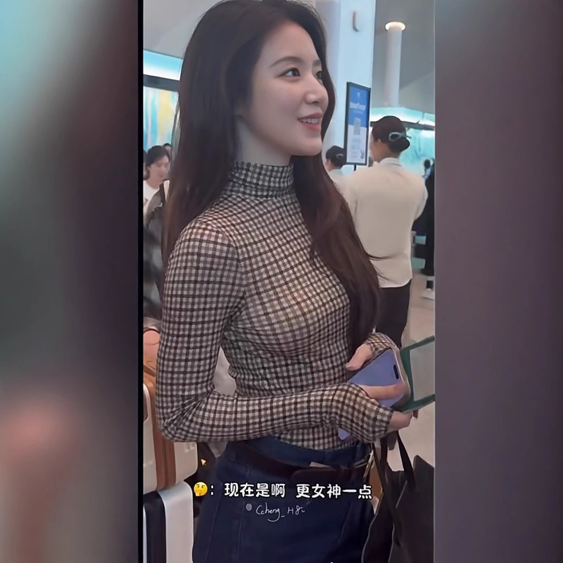 叶舒华同款小西装外套女2025早秋新款韩版西服格子打底衫上衣|undefined