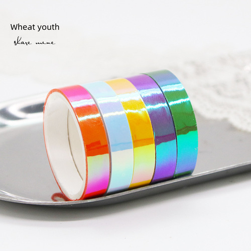 5 rolls of colorful laser rainbow tape, creative laser gradient tape, student notebook material waterproof tape 