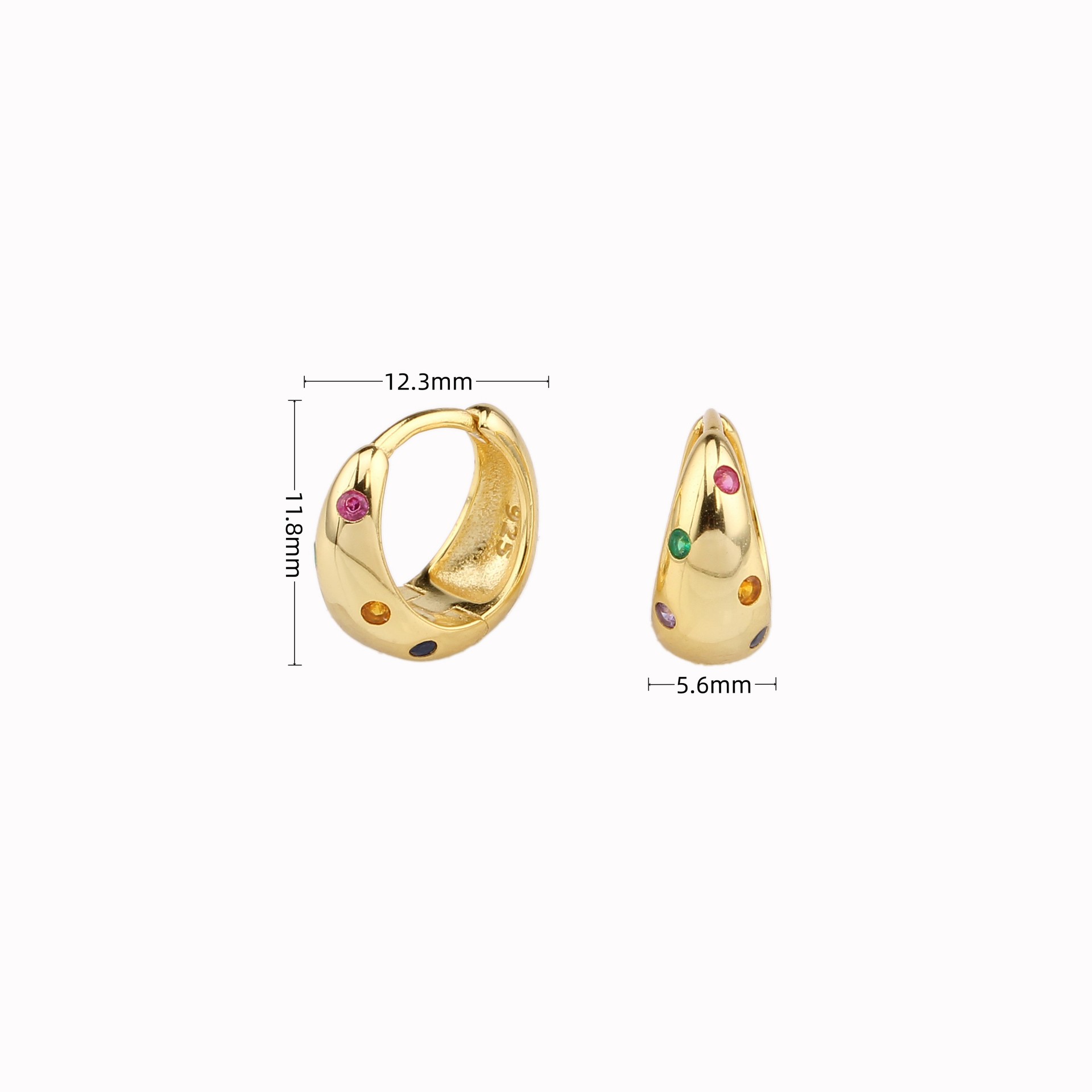 1 Paar Elegant Retro U-form Sterling Silber Überzug Inlay Zirkon Weißgold Plattiert Vergoldet Ohrringe display picture 1