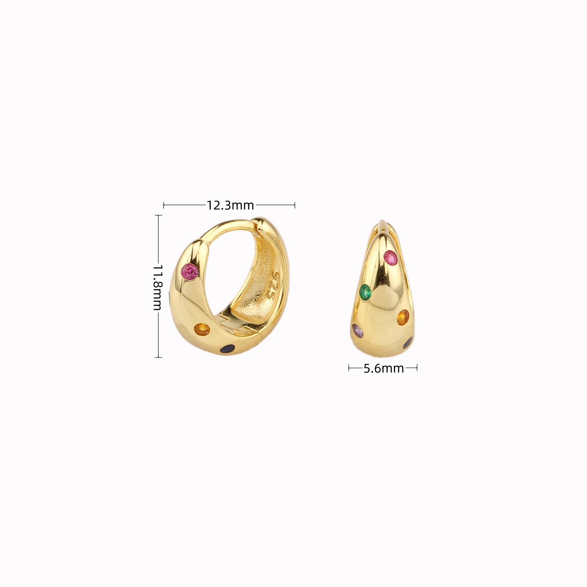 10g Weight 0.03µm Gold Plating Thickness 1 Pair 925 Sterling Silver 925 Sterling Silver Zircon U Shape Earrings
