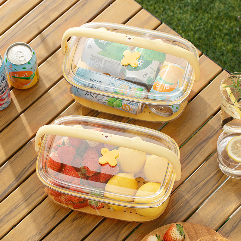 【Heart Made】Hand-portable fresh-keeping box outdoor large capacity portable lunch box refrigerator refrigerated food fruit sealing box