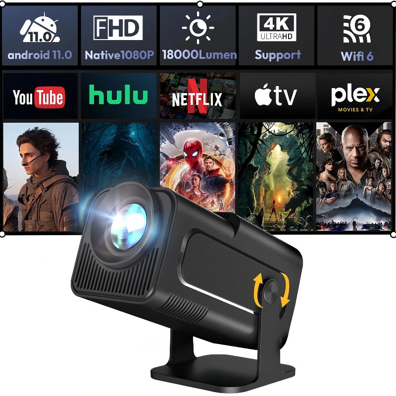 New Model Hy320Mini Projector from the Source Factory, Supports 4K Natively, Suitable for Home and Outdoor Use, Cross-Border Smart Home Appliance