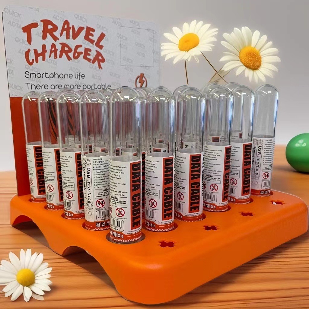 试管套装管装数据线耳机充头车充组合展示展架托盘背板包装盒摆件