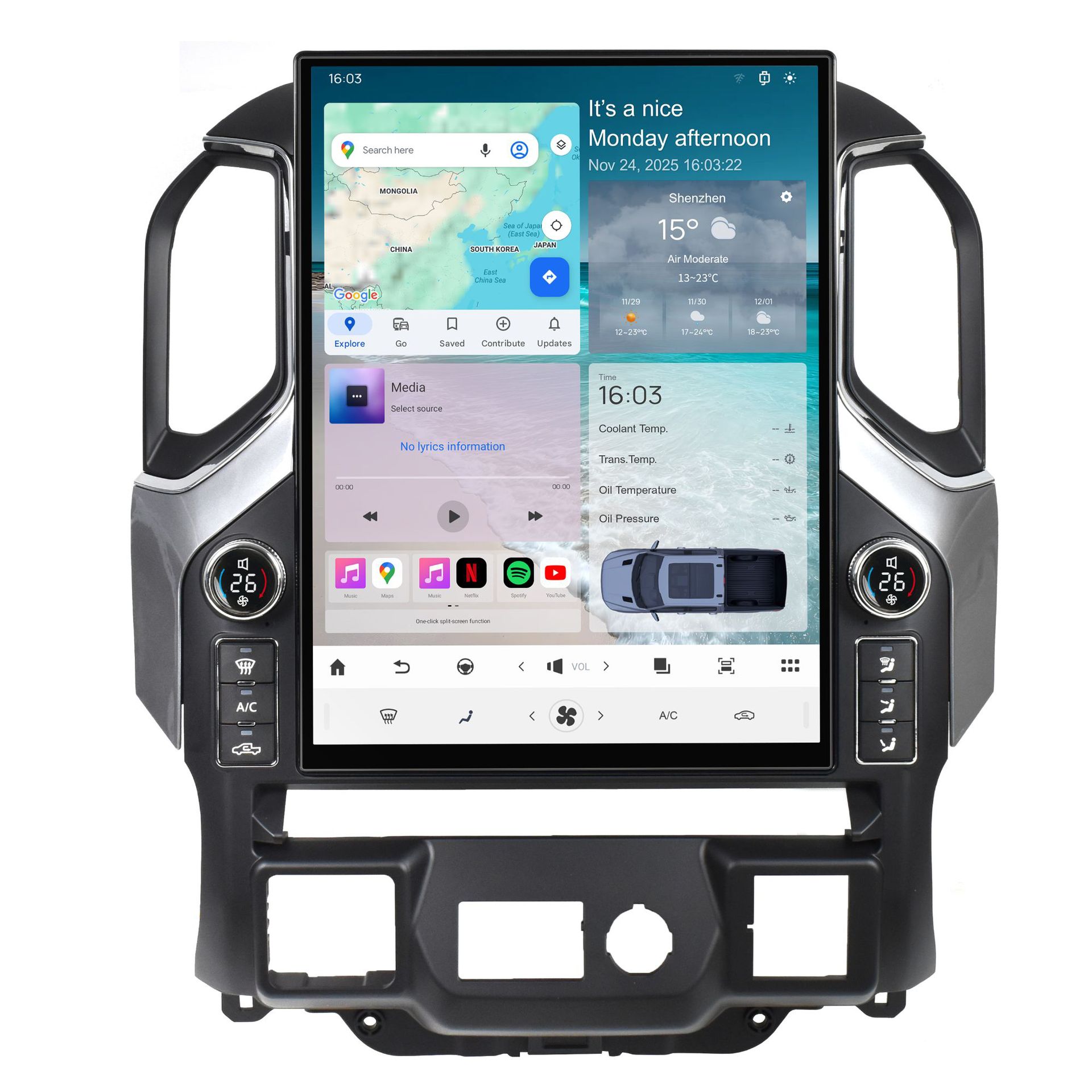Suitable for 19-23 Chevrolet Silverado 15.6inch high-definition large screen modification