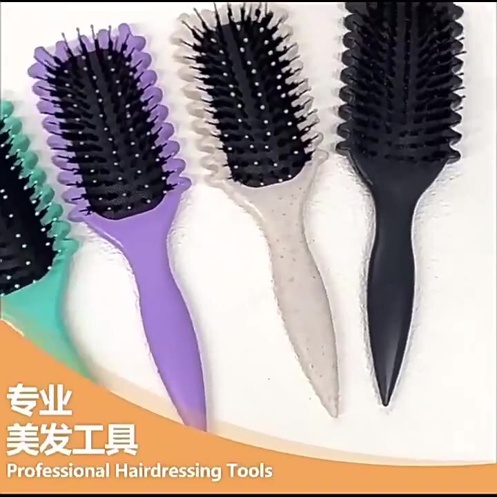 亚马逊新款女家用弹跳造型卷梳猪鬃毛气囊美发梳大波浪卷发梳批发|undefined
