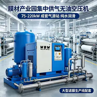 磐耕膜材产业园集中供气无油水润滑空压机 75-220kw 成套气源设备