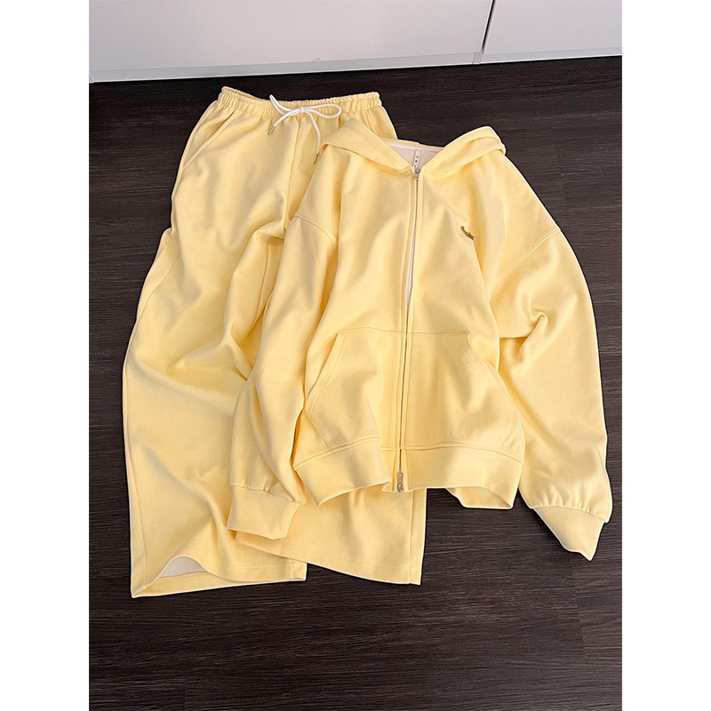 韩系甜美可爱慵懒风兔耳朵连帽睡衣女春秋新款宽松休闲家居服套装|undefined