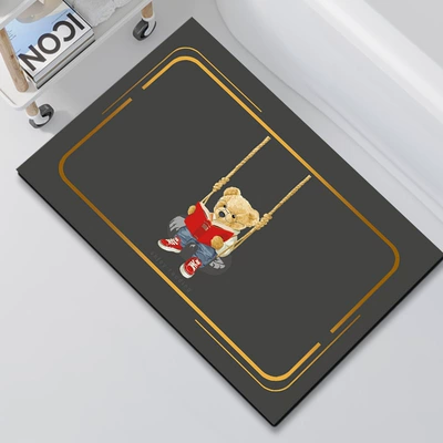 Avtomobil döşəmə paspasları — Door Floor Mat Dry and - bathroom-mat-swing-reading-bear-4060cm