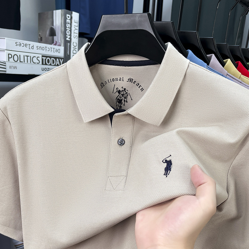 100% シルケット綿ポールブランド紳士服夏メンズ半袖 Tシャツラペル純綿高品質ポロシャツ男性用|undefined