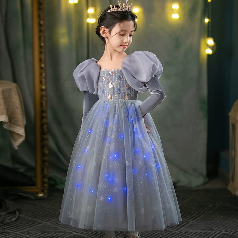 Платье для девочек 2025: весенне-осеннее, однотонное, в стиле принцессы, с длинным рукавом, вечернее, банкетное, элегантное, для выступлений на фортепиано