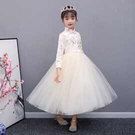 儿童演出服公主裙中小学生女童花童结婚礼服钢琴蓬蓬裙加绒秋冬