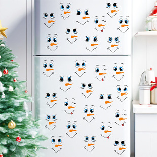 Cross-border Cartoon Christmas Wall Stickers Snowman Expression Stickers Refrigerator Stickers DIY Snowflake Window Stickers Wall Decoration Wall Stickers