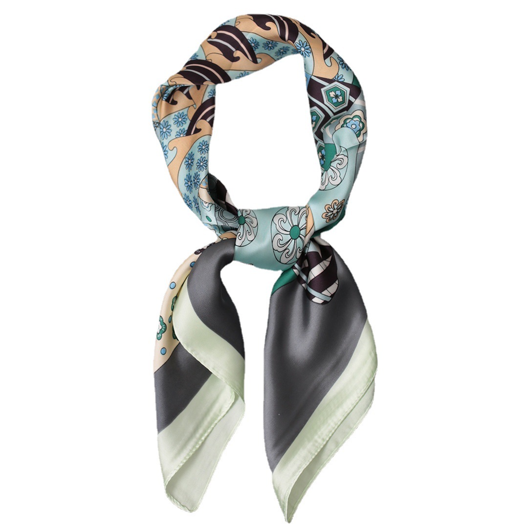 Quadrato di seta alla moda primavera autunno versatile per donna, piccola sciarpa estiva sottile, fascia per capelli e sciarpa_voghion.com
