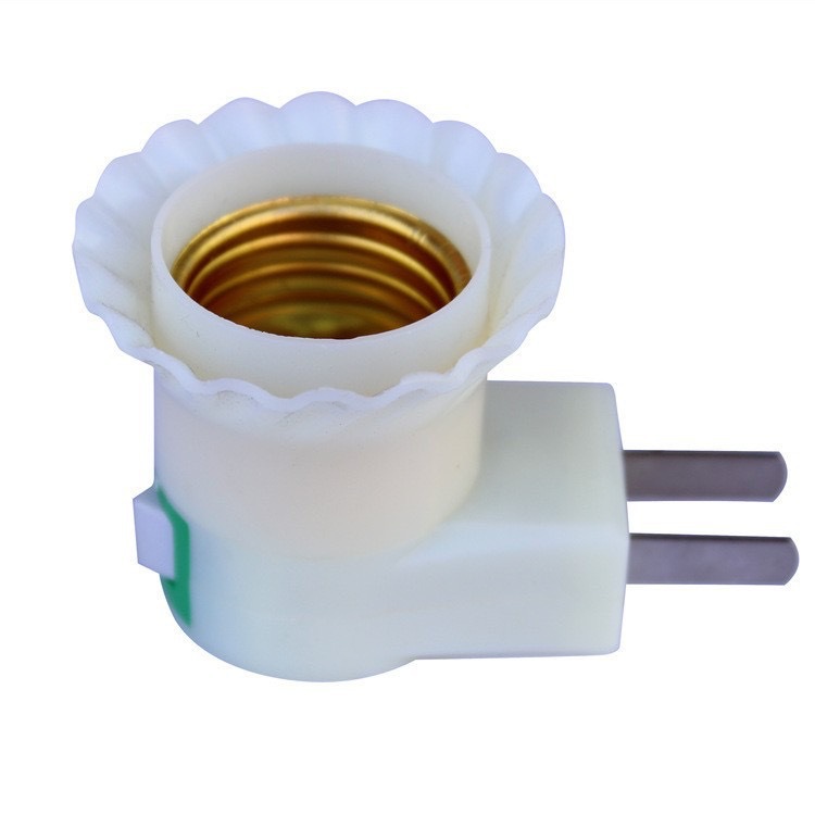 Portalámparas blanco E27 con interruptor y enchufe, base espiral para bombillas LED domésticas