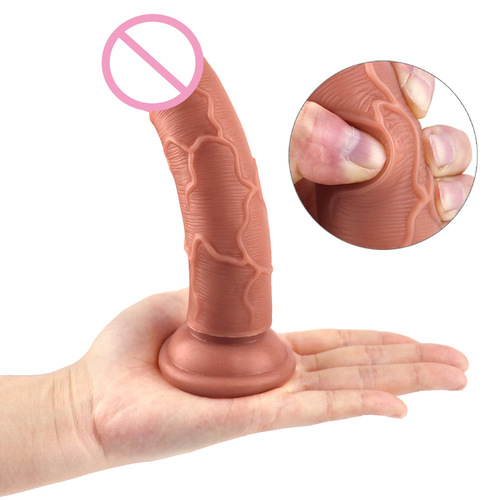 Ham student eggless masturbation device female dildo soft double-layer liquid silicone small penis anal plug sex product