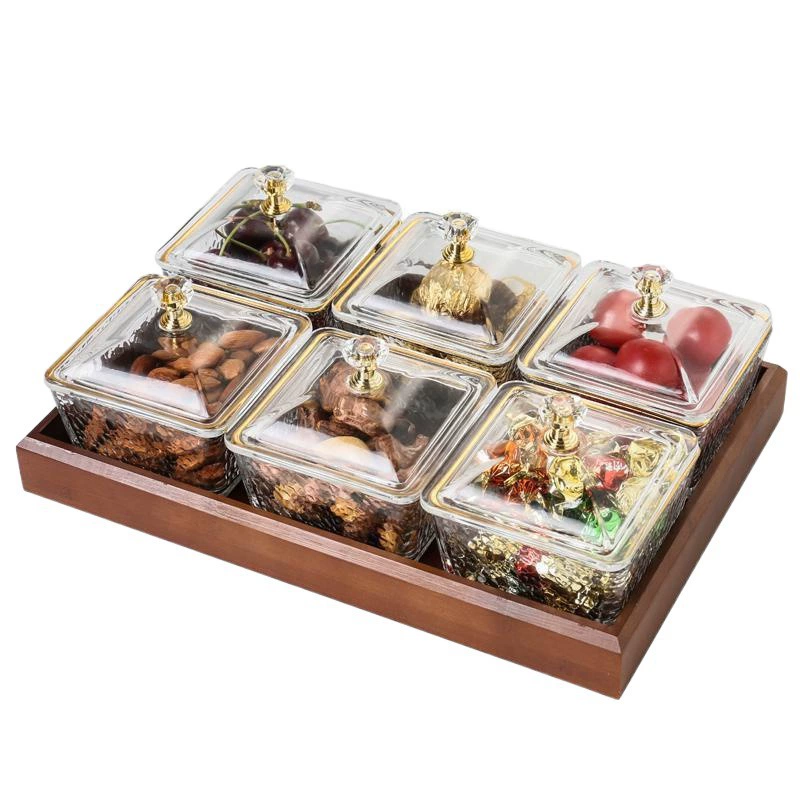 Fruit plate living room hammer pattern glass refreshment tea table snacks dried fruit nuts candy snacks dish snacks dim sum storage box Dipeng