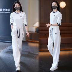 休闲运动套装女2025春秋新款气质减龄圆领卫衣阔腿裤两件套女通勤