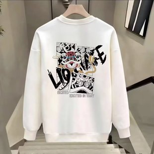 2024 New Autum Heavyweight Trendy Brand High Street Printed Long-Sleeved Sweatshirt Men's Round Neck Casual Top Jacket Ins
