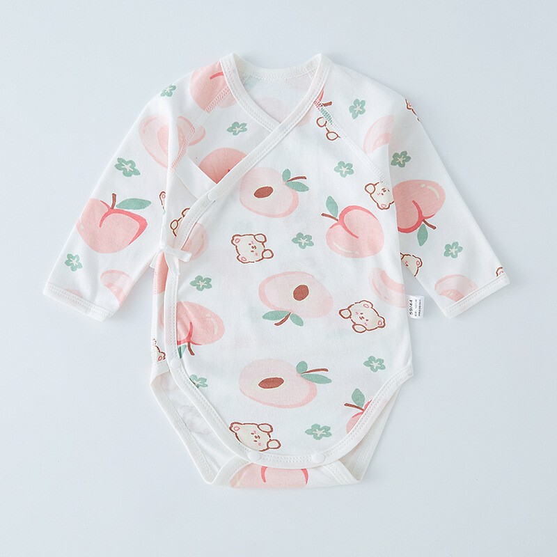 Newborn Baby Clothes Baby Wrap Fart Clothes Spring and Autumn Class A Pure Cotton Belly Protecting Slant Cardigan Four Seasons Base Long Sleeve