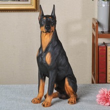 客厅狗摆件杜宾犬雕塑创意软装家居装饰动物模型树脂工艺品