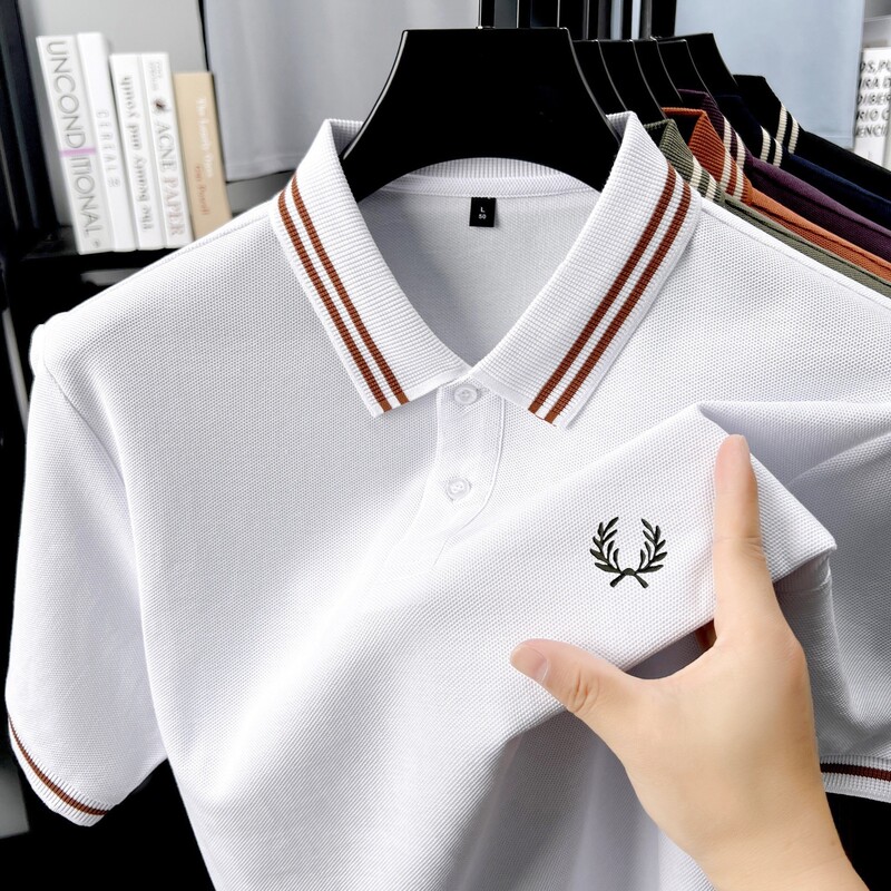 2026 New Summer Style Men's Short-Sleeved Polo Shirt with Embroidered Pony Logo, Business Casual, Pure Cotton, Breathable and Loose-Fitting