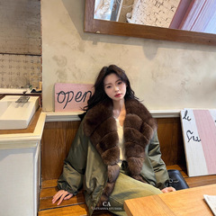大牌同款狐狸毛皮鹅绒大衣羽绒服2025年冬新款皮草外套女年轻款
