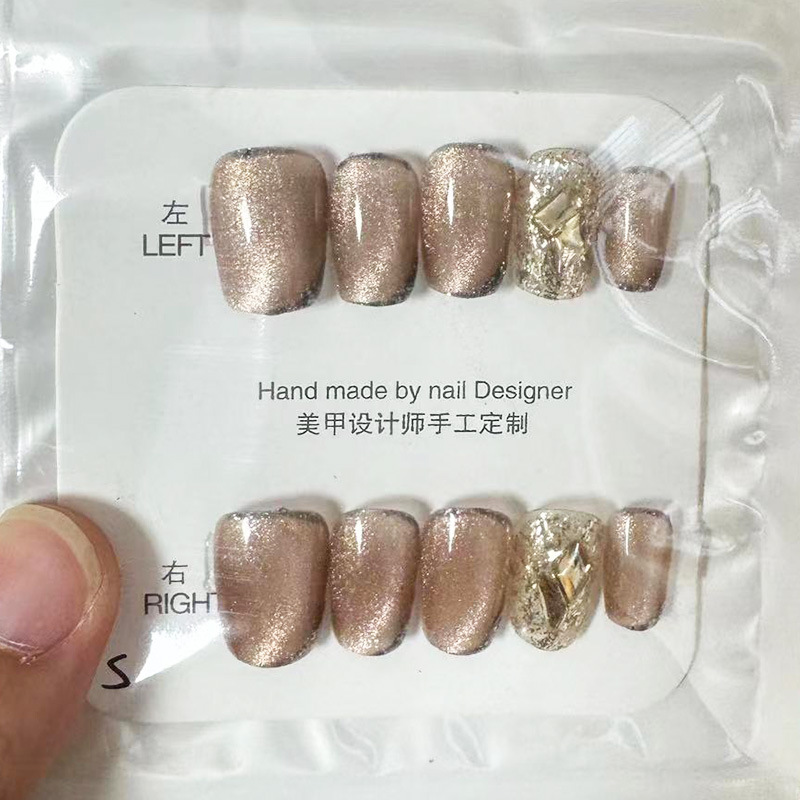 Kaiman desgaste hecho a mano fragmento de uñas con flash diamante Año Nuevo desgaste pieza de uñas puro deseo europeo y americano largo parche de uñas