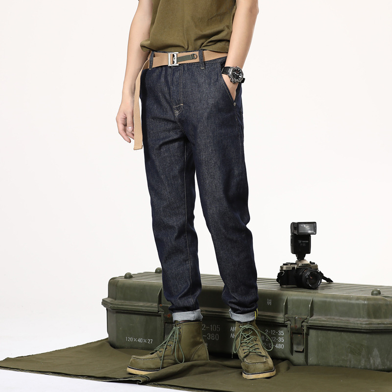 Pantaloni papà in denim elastico marchio trendy moda uomo casual versatile tendenza retrò jeans Harlan stile Hong Kong uomo lungo_voghion.com