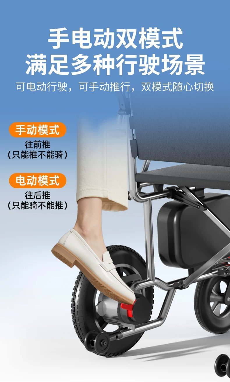 The electric wheelchair can be taken on a plane, it is a new original model, portable and foldable, specially designed for elderly people to use for walking and as a mobility aid
