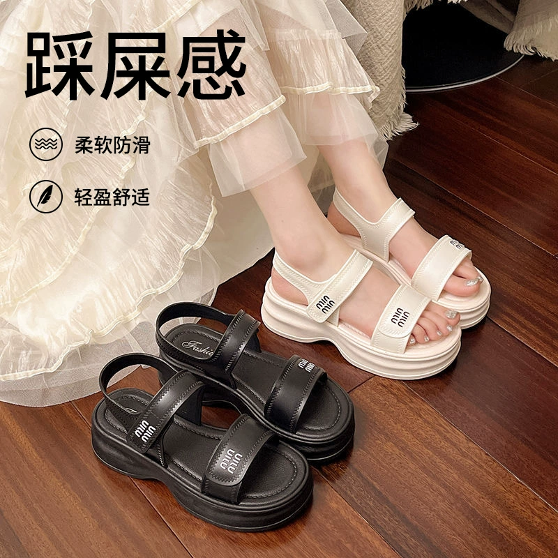 Женские летние сандалии на платформе с толстой подошвой в стиле Юго-Восточной Азии, новинка 2025 года, универсальные, модные, увеличивающие рост, пляжные сандалии для отдыха на море