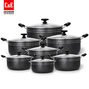 C&E Creative Cookware 7-Piece Set Different Capacity Multifunctional Soup Pot Aluminum Pot Stretch Pot Kitchen Supplies Home