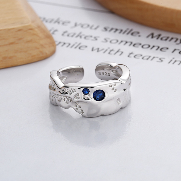 Small design blue one size ring with zircon