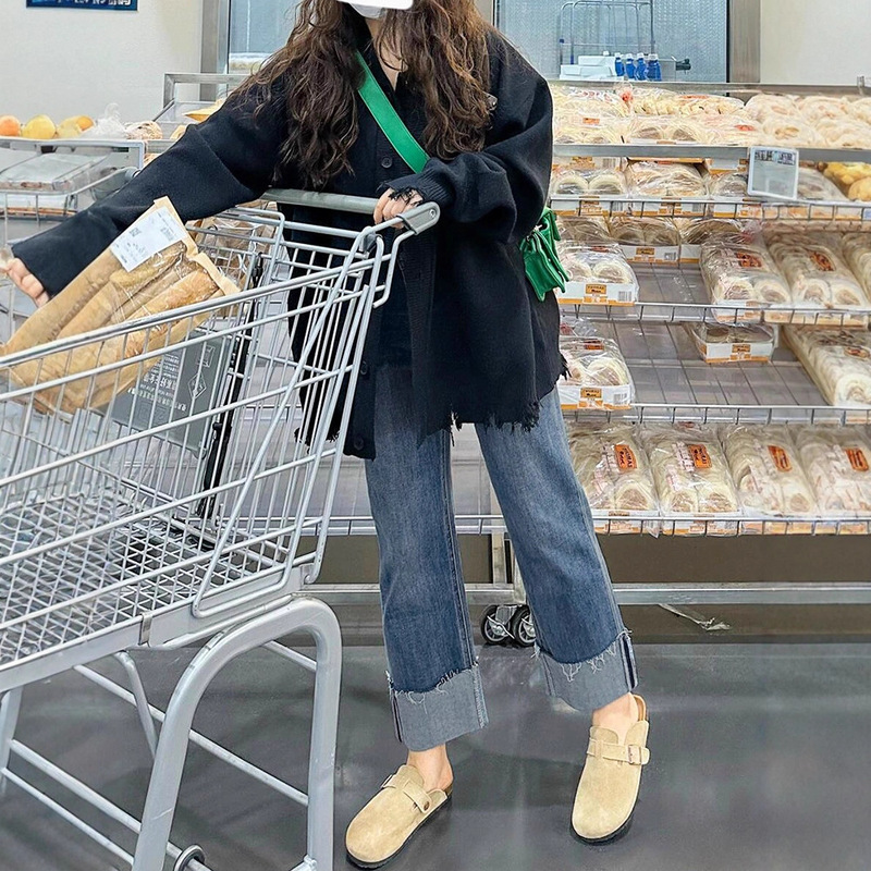 Vintage Rolled-Up Straight-Leg Jeans for Women, Autumn High-Waisted Plus-Size, Stretchy, Slimming, Petite, Cropped Cigarette Pants