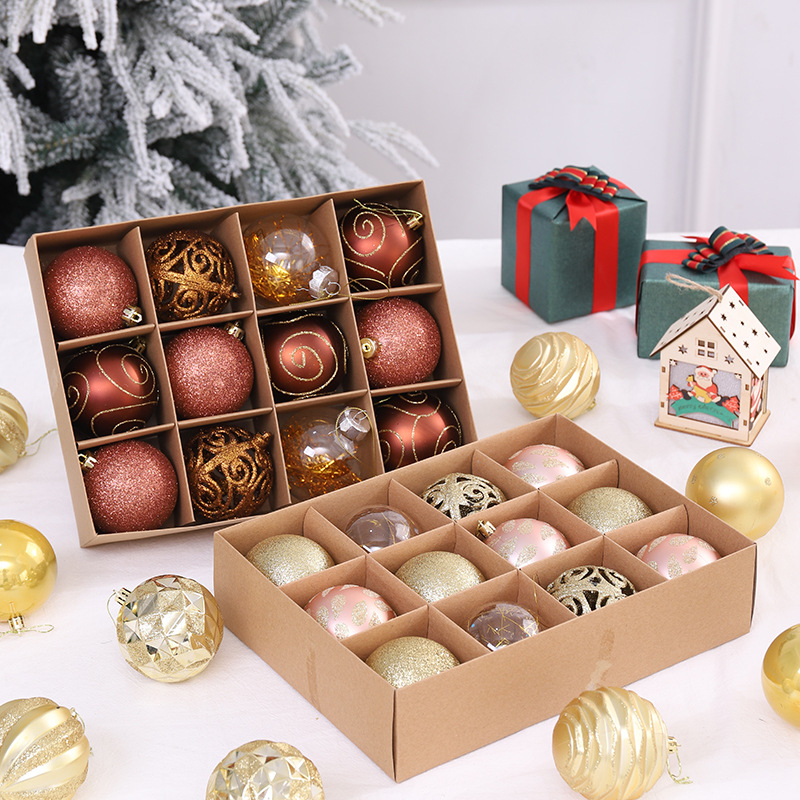 Amazon especial para Navidad galvanoplastia luz bola traje Navidad árbol decoración bola en caja colgante Bola 8cm escena diseño